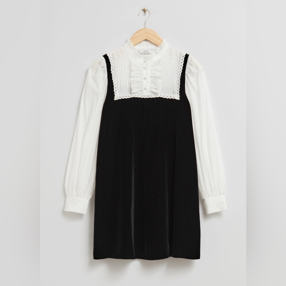 & Other Stories Frilled Two-Tone Mini Dress - Picture 2 of 9